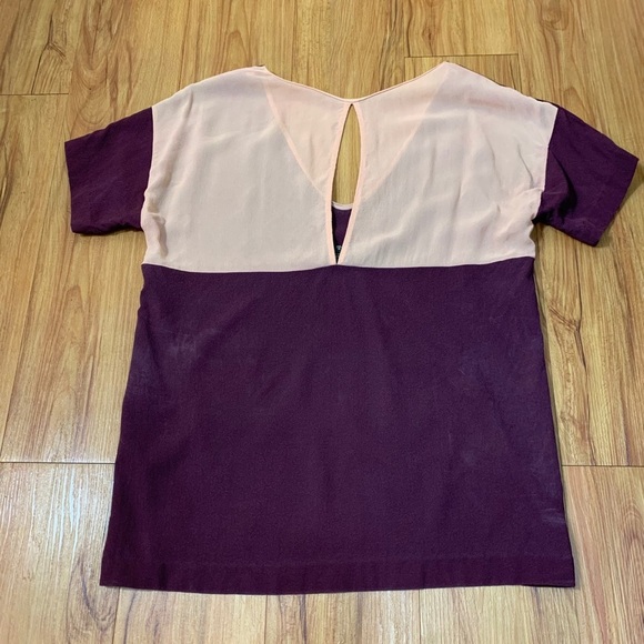 Aritzia Babaton Plum Colour Block 100% Silk Blouse - Picture 4 of 9
